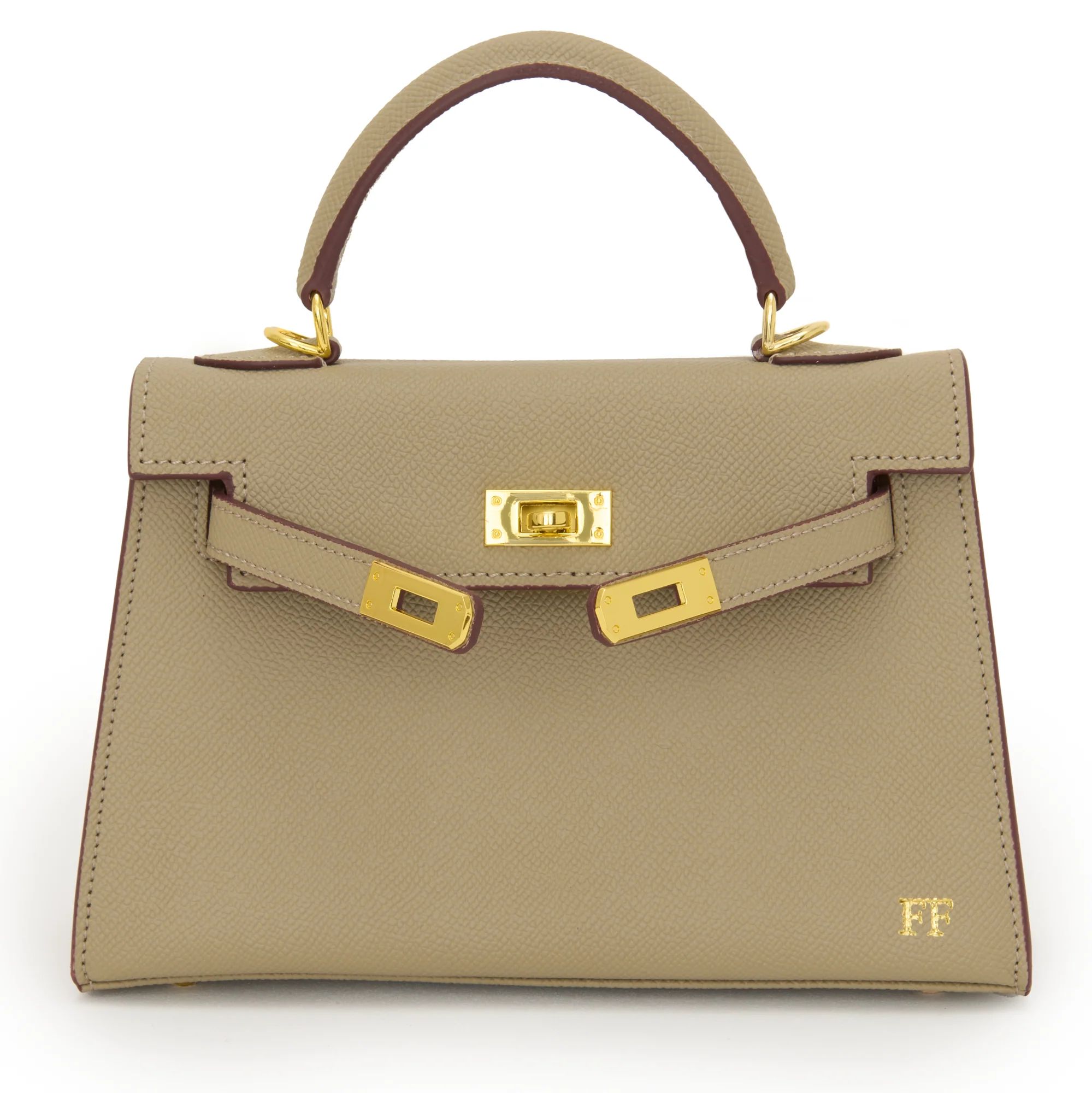 Lily and Bean Hettie Mini Bag with Leather Strap - Khaki with Initials | Lily and Bean