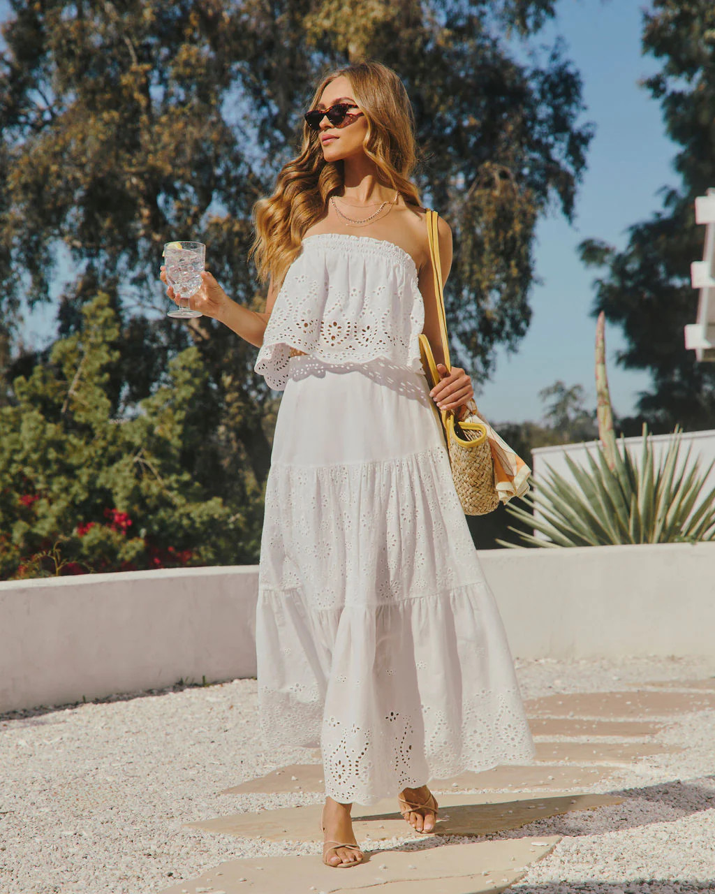 Santorini Breeze Strapless Eyelet Crop Top | VICI