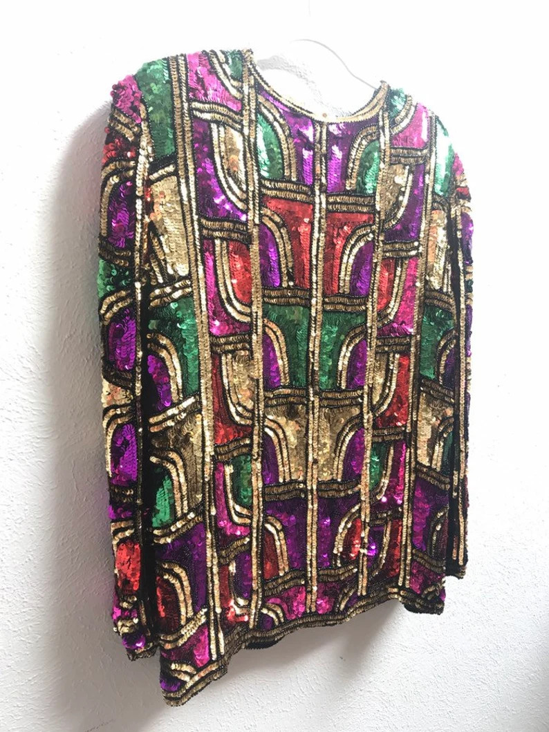 XL Colorful Sequin Jacket Womens - Etsy Canada | Etsy (CAD)