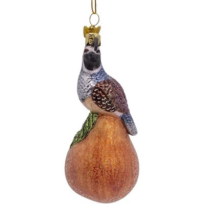 Kurt Adler Noble Gems Glass Ornament for Christmas Tree, Partridge in a Pear Tree | Target