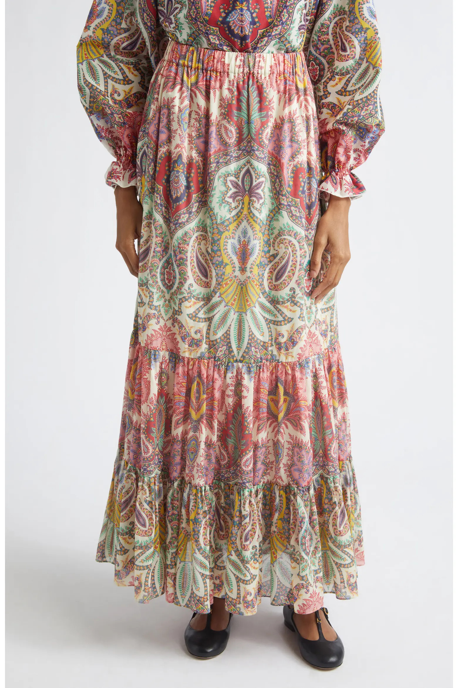 Paisley Print Cotton Tiered Maxi Skirt (Women) | Nordstrom | Nordstrom