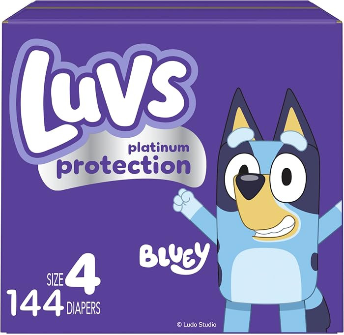 Luvs Size 4 Baby Diapers, Platinum Protection Bluey Diapers for Day & Night, Size 4, 144 Count (P... | Amazon (US)