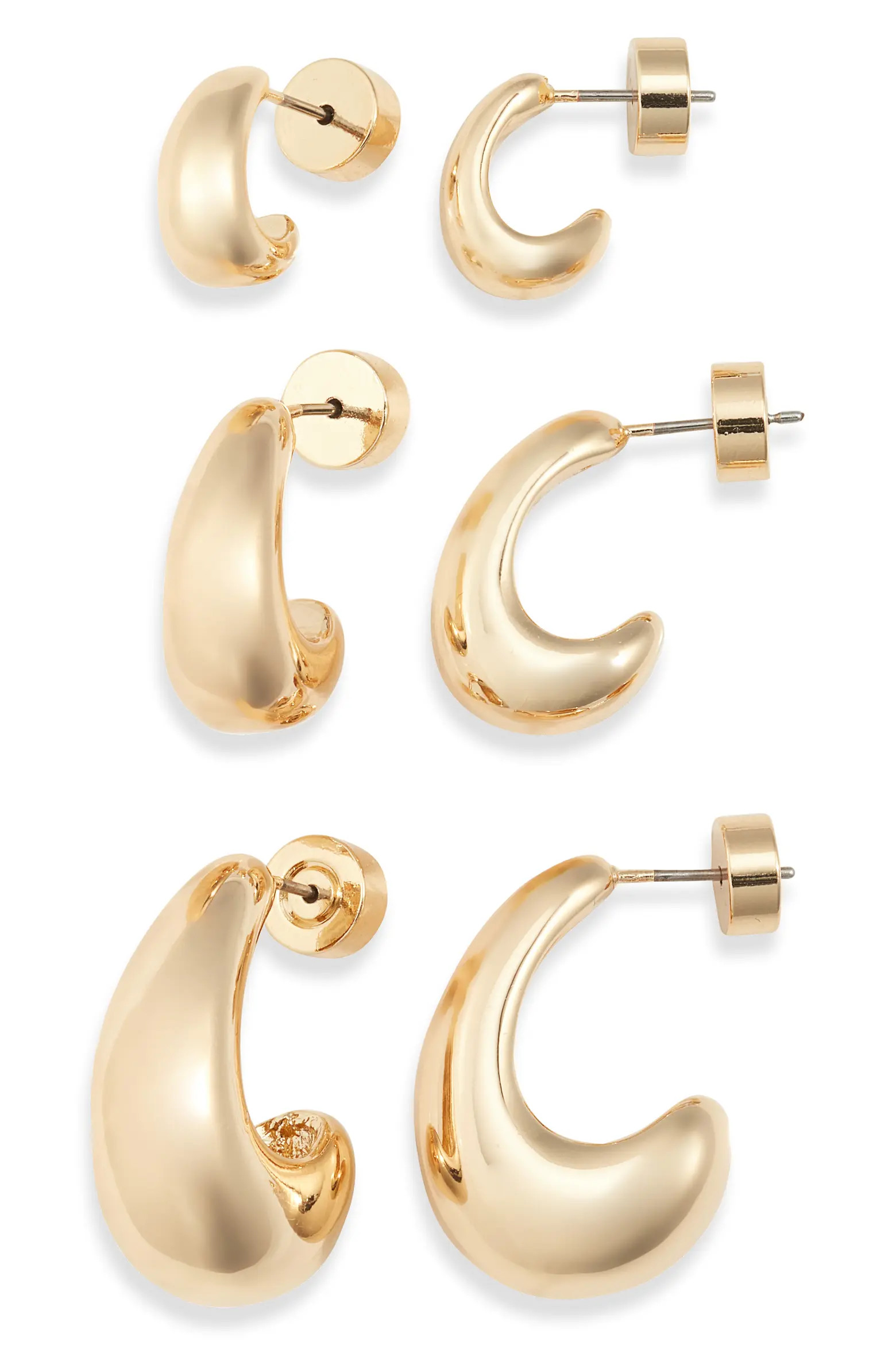 Set of 3 Wide J-Hoop Earrings (Women) | Nordstrom | Nordstrom