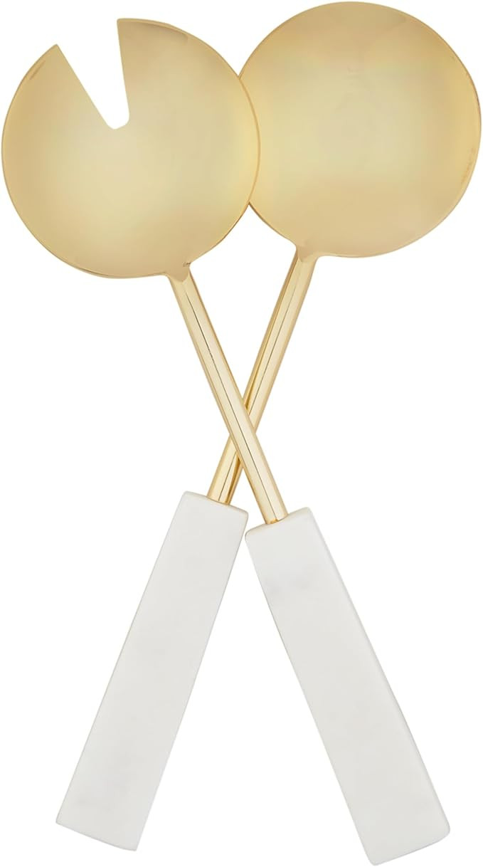 Mud Pie Gold Salad Servers Set, 11", WHITE | Amazon (US)