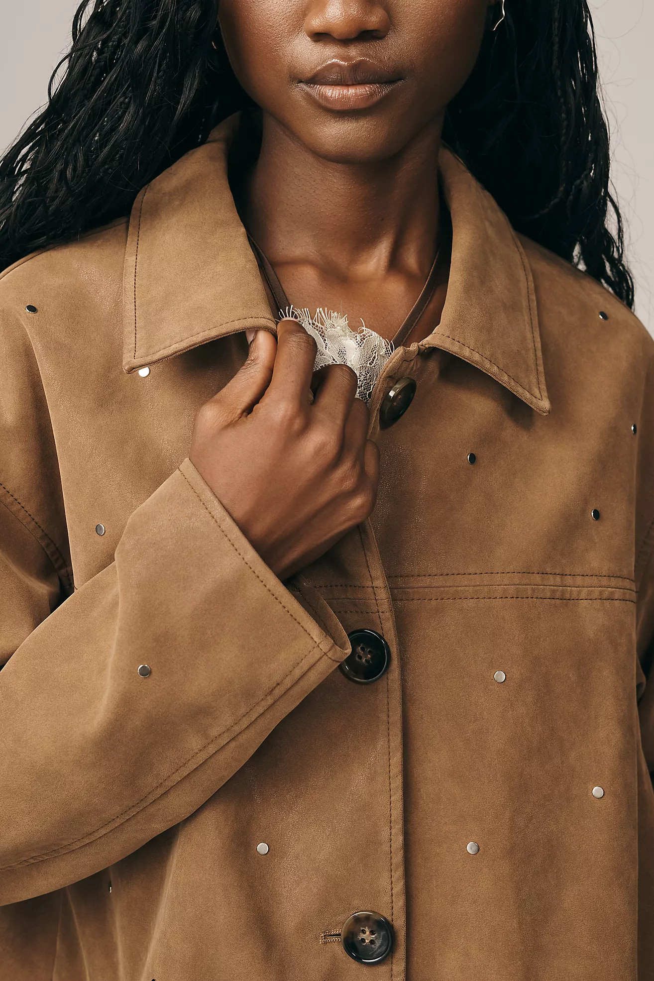 Pilcro Faux-Suede Studded Jacket | Anthropologie (US)
