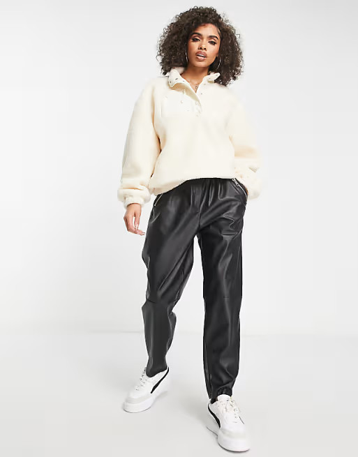 Missguided hybrid borg fleece sweatshirt in cream | ASOS (Global)