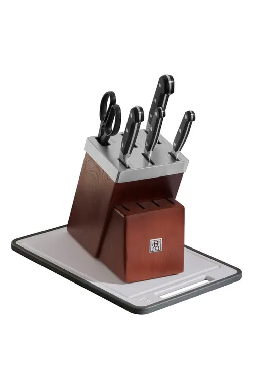 ZWILLING Pro 7-Piece Self-Sharpening Knife Block & Cutting Board Set in Brown at Nordstrom | Nordstrom