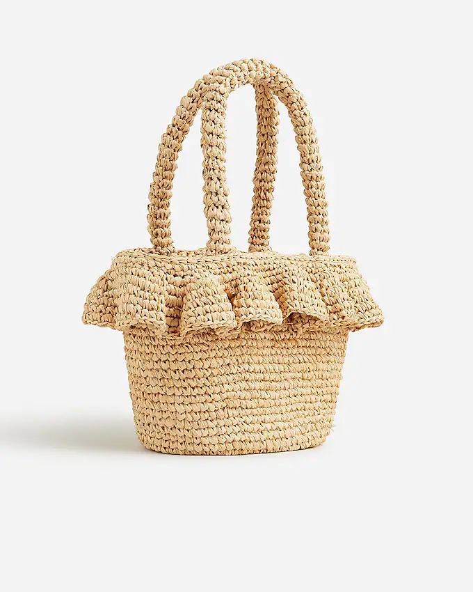 Small raffia ruffle-hem bag | J. Crew US