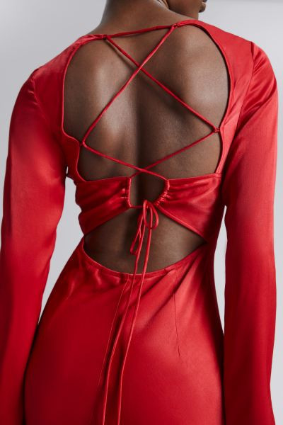 Satin Midi Dress - Red - Ladies | H&M GB | H&M (UK, MY, IN, SG, PH, TW, HK)