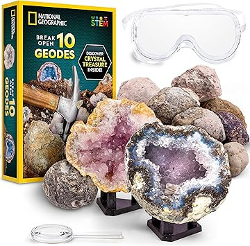 National Geographic Break Open 10 Premium Geodes – Includes Goggles & 2 Display Stands - Great ... | Amazon (US)