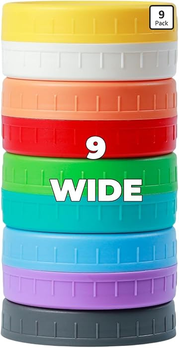 9 Wide Mouth Mason Jar Lids with Silicone Ring,Thickened Leak-proof Lids Fit Ball,Kerr and More, ... | Amazon (US)