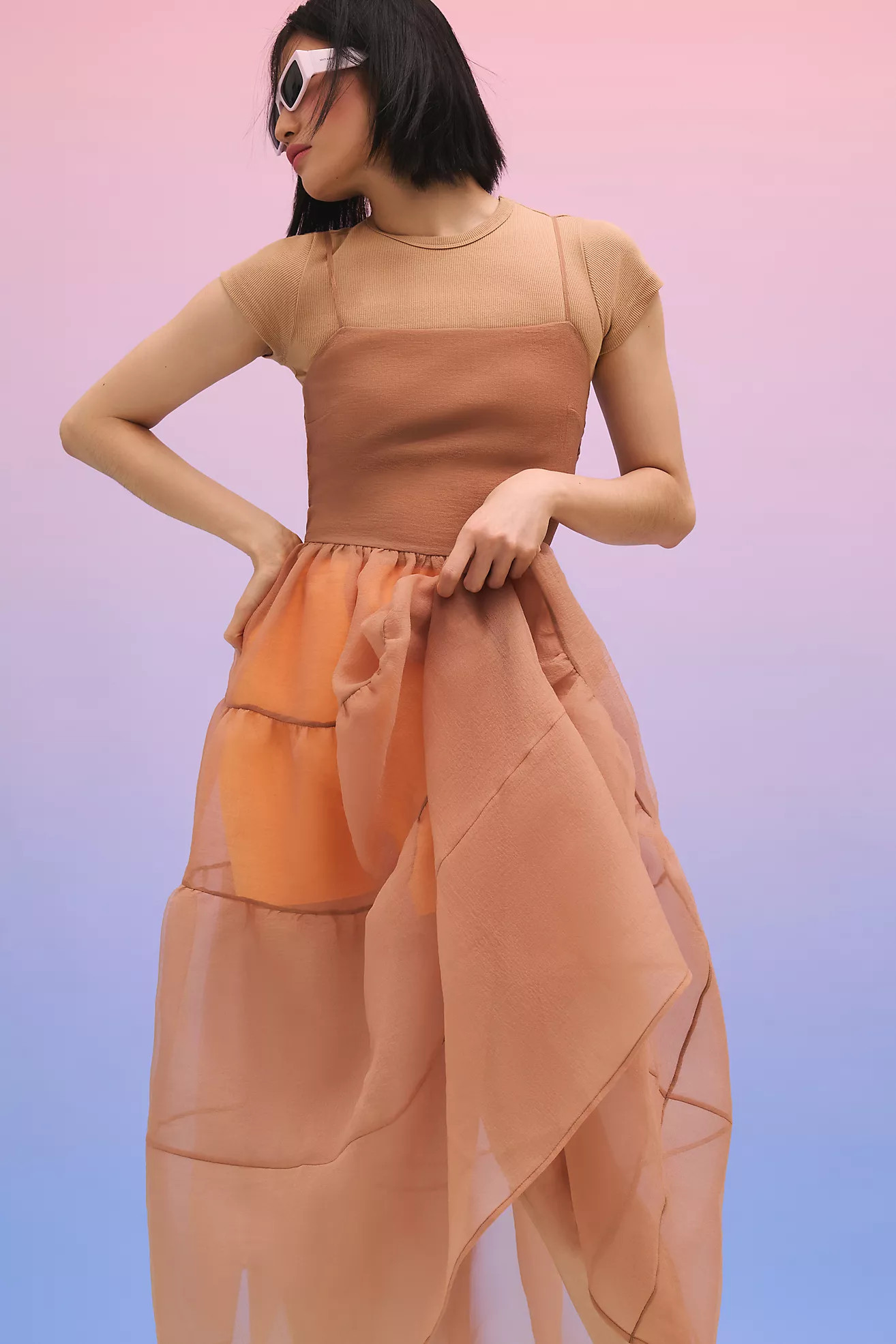 OhSevenDays Tiered Sheer Midi Dress | Anthropologie (US)