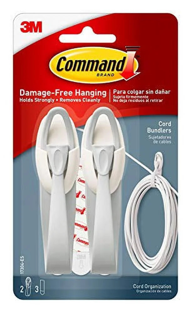 Command 17304 Medium Cord Bundlers With Strips, White, 2 Bundlers and 3 Strips | Walmart (US)