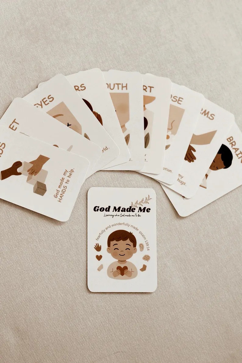 God Made Me Flashcards | Faith-based Early Learning | Neutral Educational Set | Bible Memory Flas... | Etsy (Global)