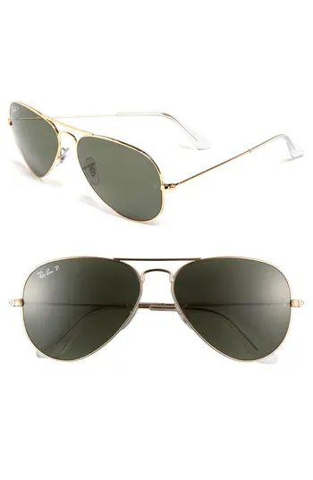 Women's Ray-Ban Original 58Mm Polarized Aviator Sunglasses - Gold | Nordstrom