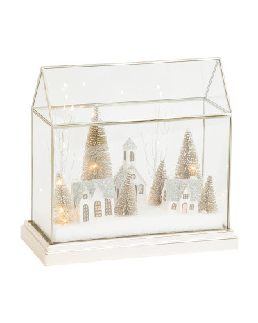 Led Glass House With Village In Woods | TJ Maxx