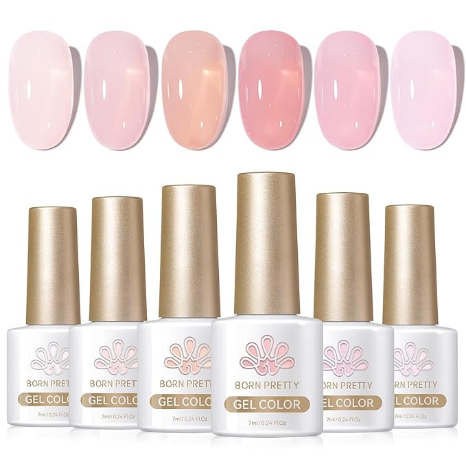 Born Pretty Jelly Pink Gel Nail Polish Nude Pink Sheer Translucent Gel Polish Milky Natural Gel P... | Amazon (US)