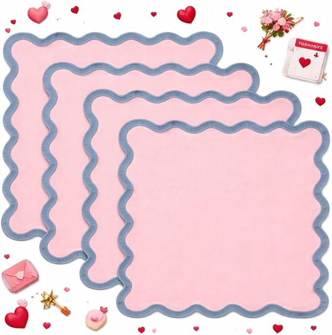 Folkulture Cloth Napkins Set of 4 (18 x 18) | Valentines Napkins for Dinner| Valentine Day Decora... | Amazon (US)