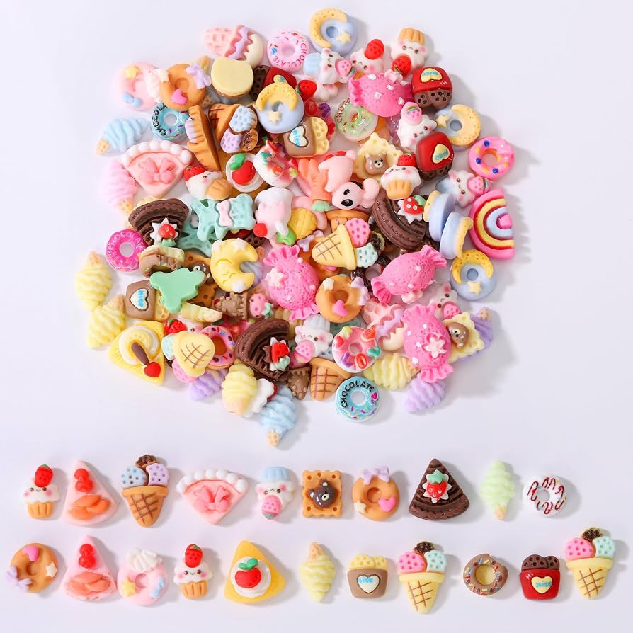 120pcs Slime Charms Strawberry Ice Cream Cute Set, Mixed Batch Various Resin Flat Back Cute Set, ... | Amazon (US)