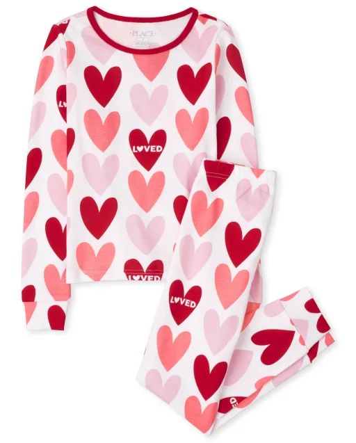 Girls Valentine's Day Snug Fit Cotton Pajamas - white | The Children's Place