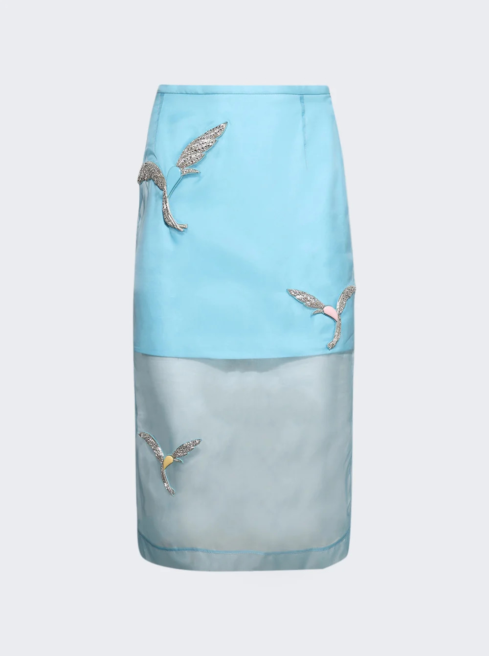 Hummingbird Embroidered Organza Midi Skirt | The Webster