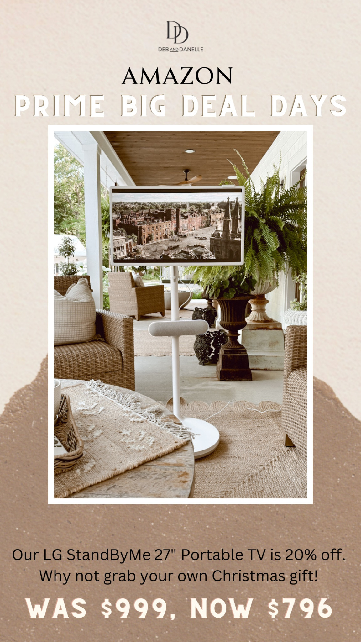 Our LG StandByMe portable TV monitor is currently 20% off for Amazon Prime Big Deal Days! We love to roll this onto our porch while we sit on our porch swing so that we can watch our favorite shows while enjoying the beautiful outdoors. 

#LTKxPrimeDay #LTKSaleAlert #LTKHome