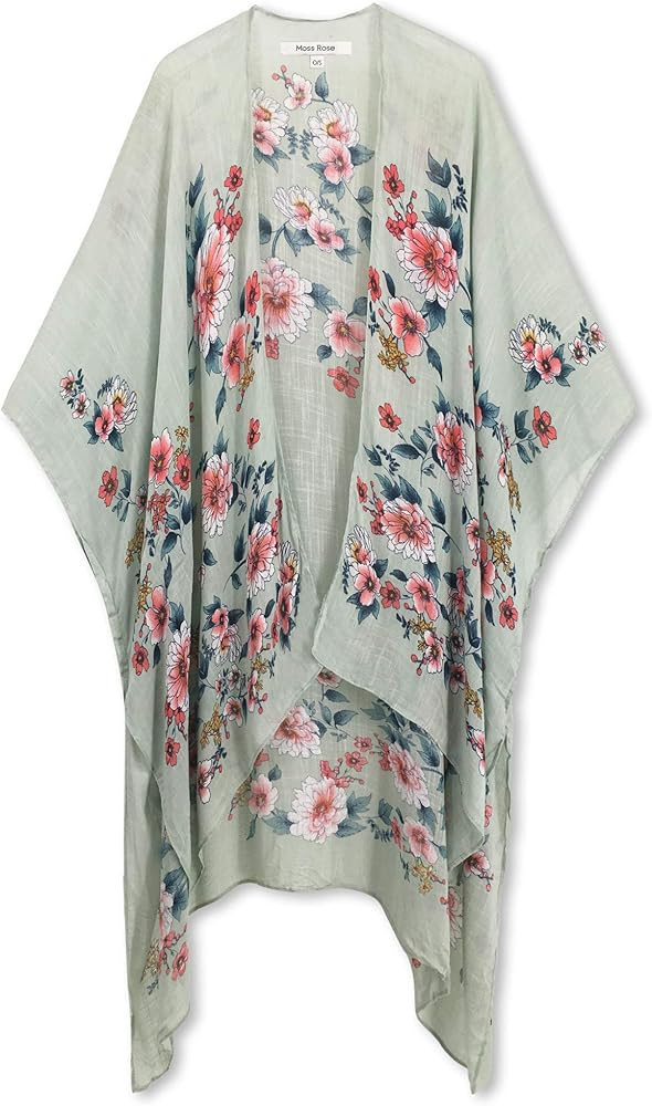 Moss Rose Women's Beach Cover up Swimsuit Kimono Cardigan with Bohemian Floral Print | Amazon (US)