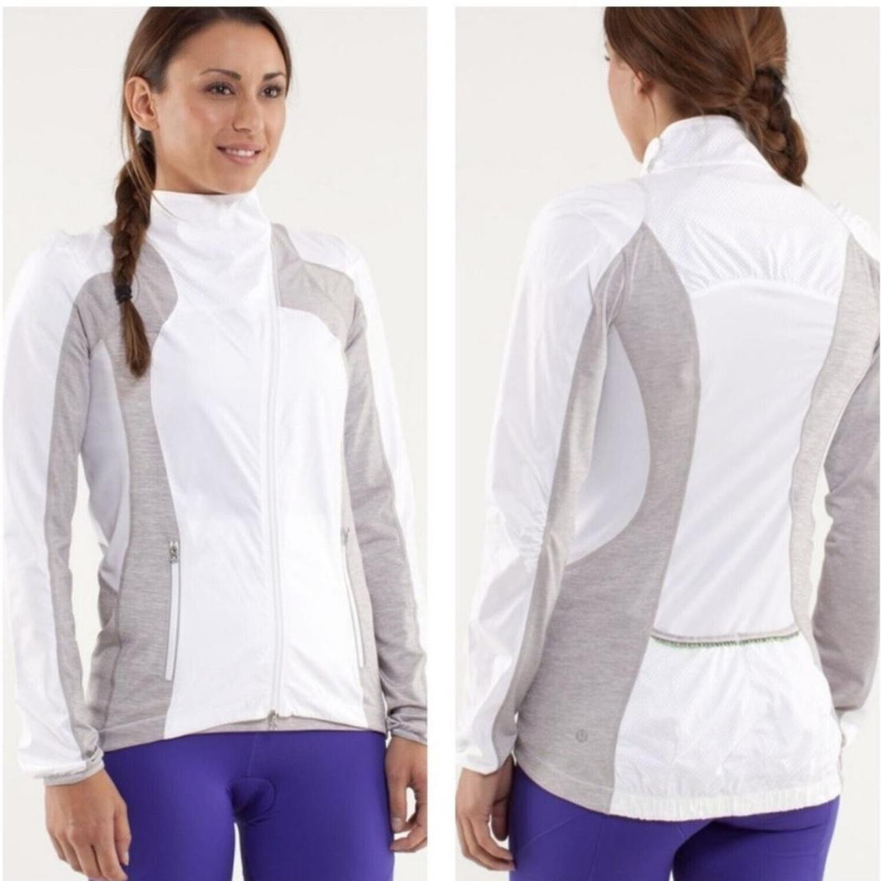 Lululemon Women's Windbreaker Jacket - White/Grey - S | Depop US