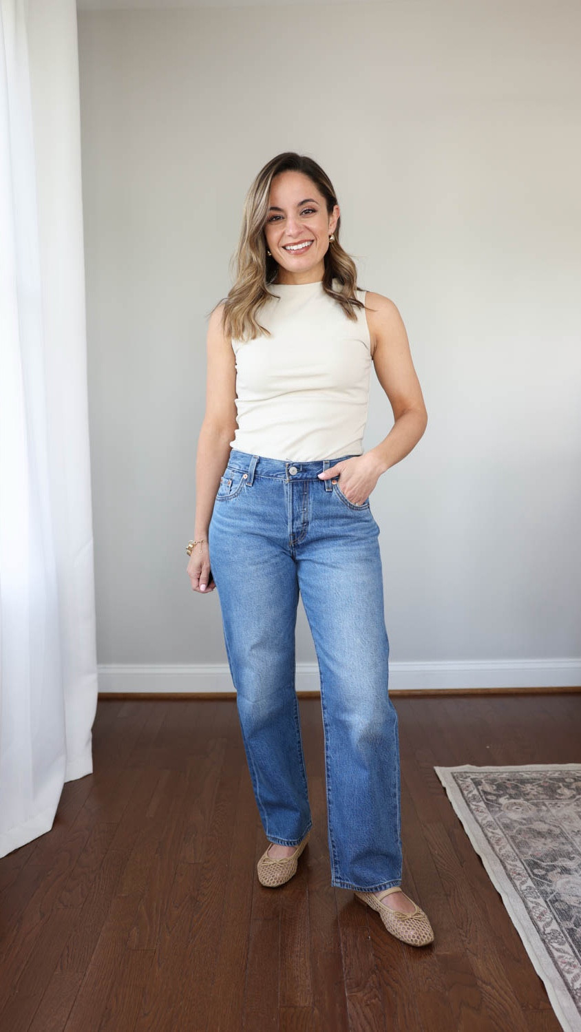 3 pairs of Levi’s jeans that fit my petite 4’10” frame. Inseam options from 26-27”. 

501 90’s ankle: 23 x 27” in sleep hours wash | runs large, loosens with wear | 9.5” rise | lightweight style 

Top (WHBM): xxs in pumice 
Shoes (J.Crew Factory): true to size 

My measurements for reference: I’m 4’10” and 105lbs. My bust, waist, and hip measurement is 32”, 24”, and 36”.

#LTKPetite