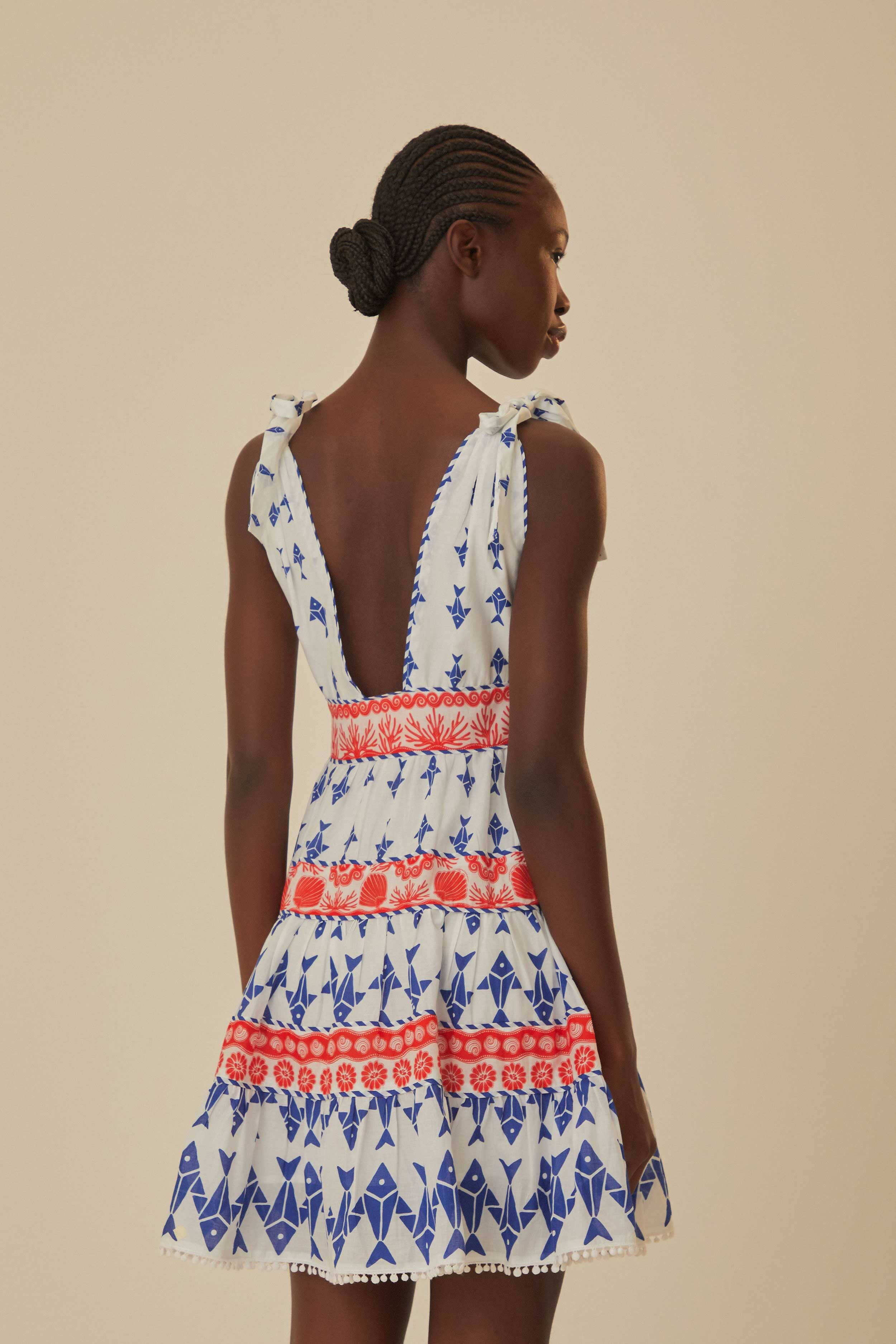 Off-White Graphic Fishes Mini Dress | FarmRio (US)