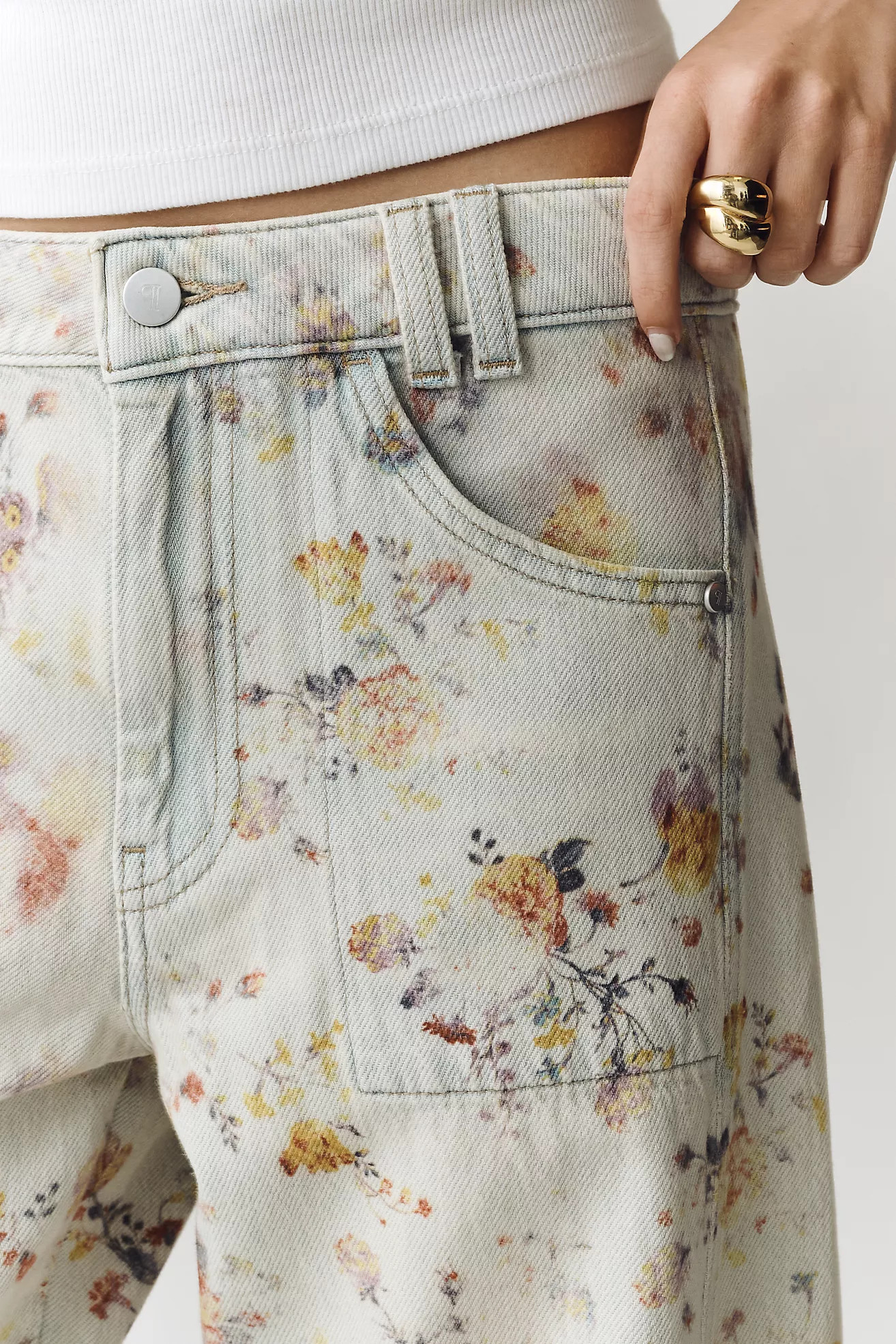 Pilcro Adi Floral Mid-Rise Wide-Leg Jeans | Anthropologie (US)