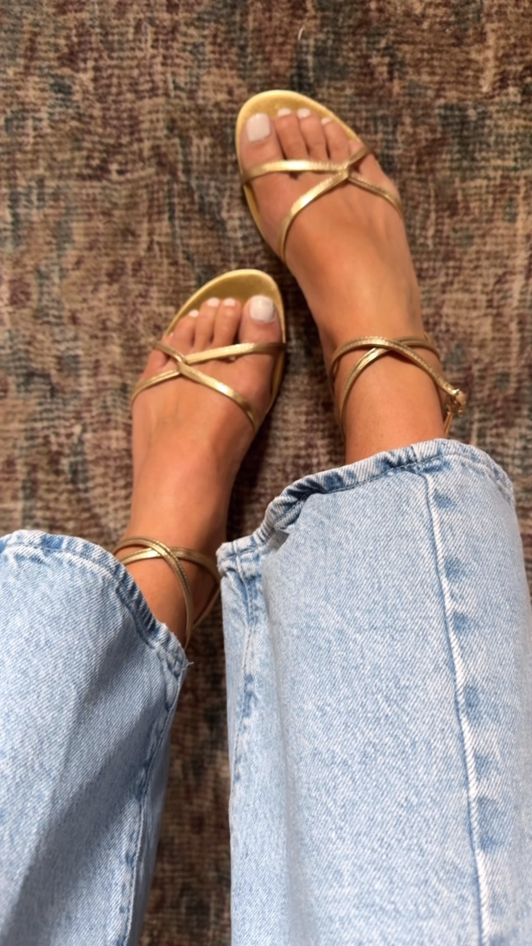 Summer gold strappy sandal. Gold sandal. Favorite sandal. 
Fit TTS

#LTKSeasonal #LTKOver40