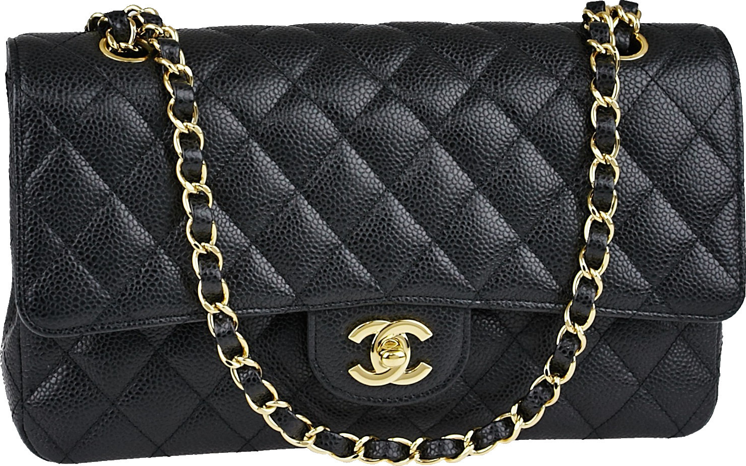 Chanel Classic Double Flap Quilted Caviar Gold-tone Medium Black | StockX