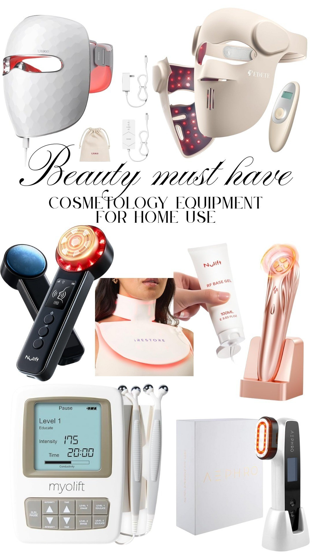 Proven home beauty devices that help you look gorgeous and leave your skin feeling nourished, firm, and fresh.7E Wellness MyoLift Mini Microcurrent Facial Device - Non-Invasive Microcurrent Facial Device, Facial Skin Care Products for Anti Aging, Skin Tightening - Esthetician Supplies & Skin Care Tools -Face.Radio Frequency Skin Tightening Machine, 6-in-1 Rechargeable Anti-Aging Skin Care Microcurrent Facial Device, Red Light, Wrinkle Remove, Rejuvenation, Skin-Firming, Coal Black and Pearl White.Device | 6 in 1 Home RF Face Beauty Device | Professional Facial Skin Tightening | Lifting | Wrinkle Reducing | Anti Aging | Depuff | Increase Absorption(with Gel).Radio Frequency Skin Tightening Device, Professional Wireless Home RF Face Machine for Anti-Aging, Wrinkle Reduction, Lifting, Firming with 3 Levels.Red Light Therapy for Face, 9 Modes Wireless Face Mask Light Therapy, 850nm Infrared & Red Light Masks, 2500mAh Rechargeable, 3D Facial Fit, Light Therapy Skin Care At Home (480 Beads).Ulike ReGlow LED Light Therapy Mask, Red Light Therapy for Face, 4 Modes with Red, Blue, Yellow & Infrared Lights for Reduce Acne & Anti-Aging, Eye-Protection, 272 Beads, Remote Control,White.

#LTKOver40 #LTKBeauty #LTKWedding
