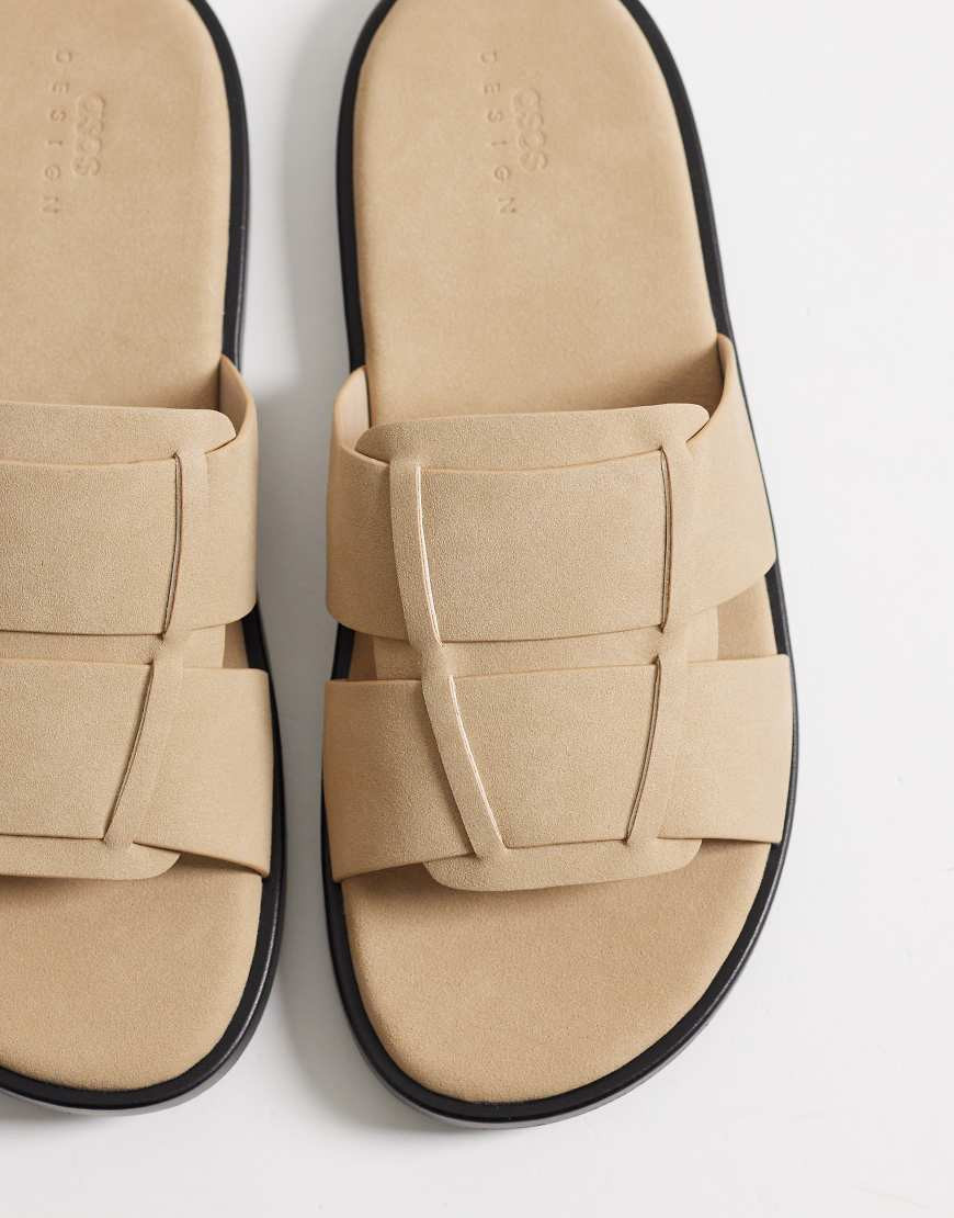 ASOS DESIGN sandal slides in stone-Neutral | ASOS (Global)