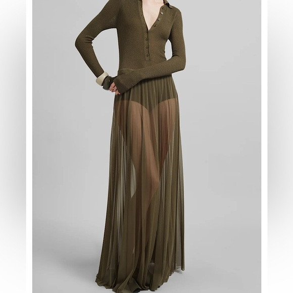 NWT The Frankie Shop Vallen pleated mesh maxi skirt | Poshmark