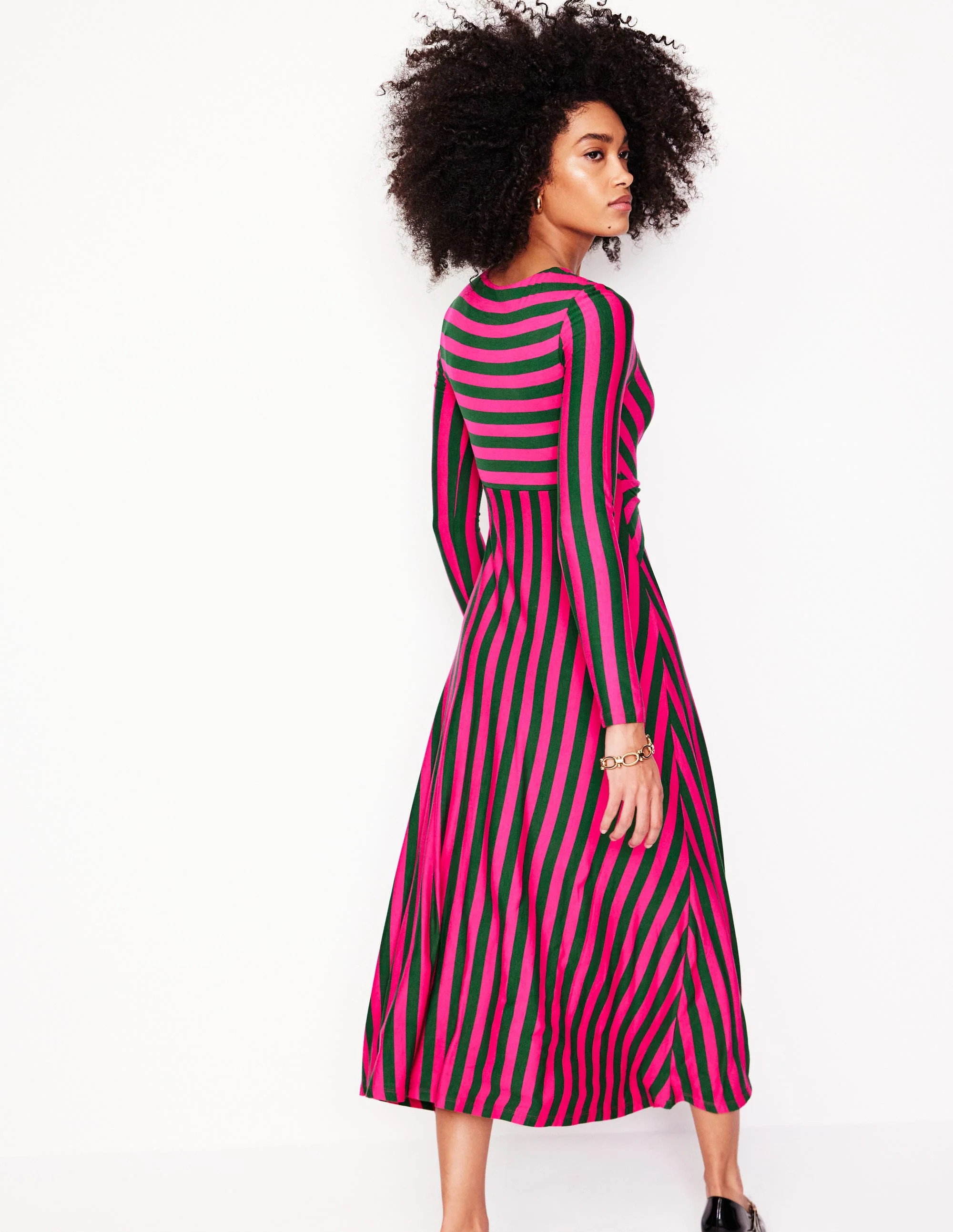 Twisted Waist Jersey Dress-Pink Peacock and Eden, Stripe | Boden (US)