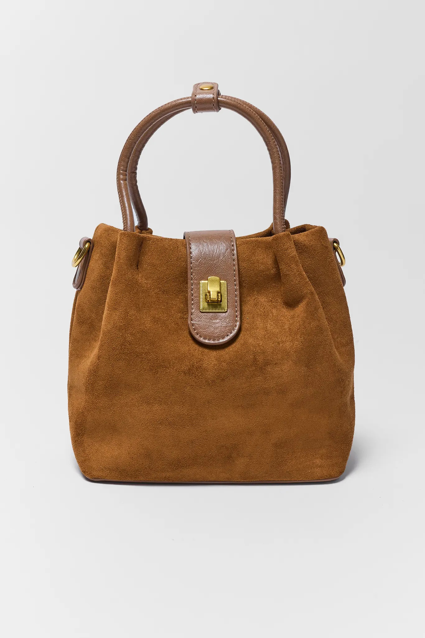 Camel Faux Suede Bucket Bag | Avara