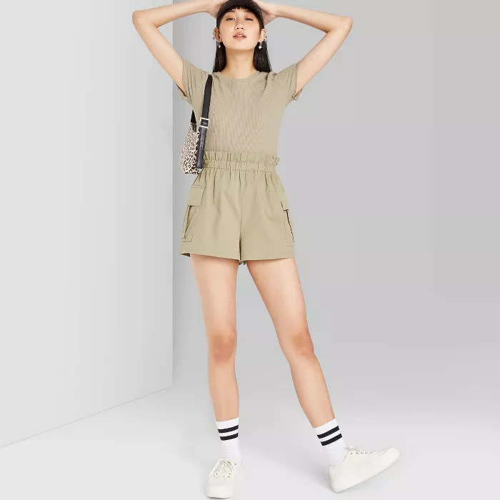Women's High-Rise Utility Paperbag Shorts - Wild Fable™ Olive | Target