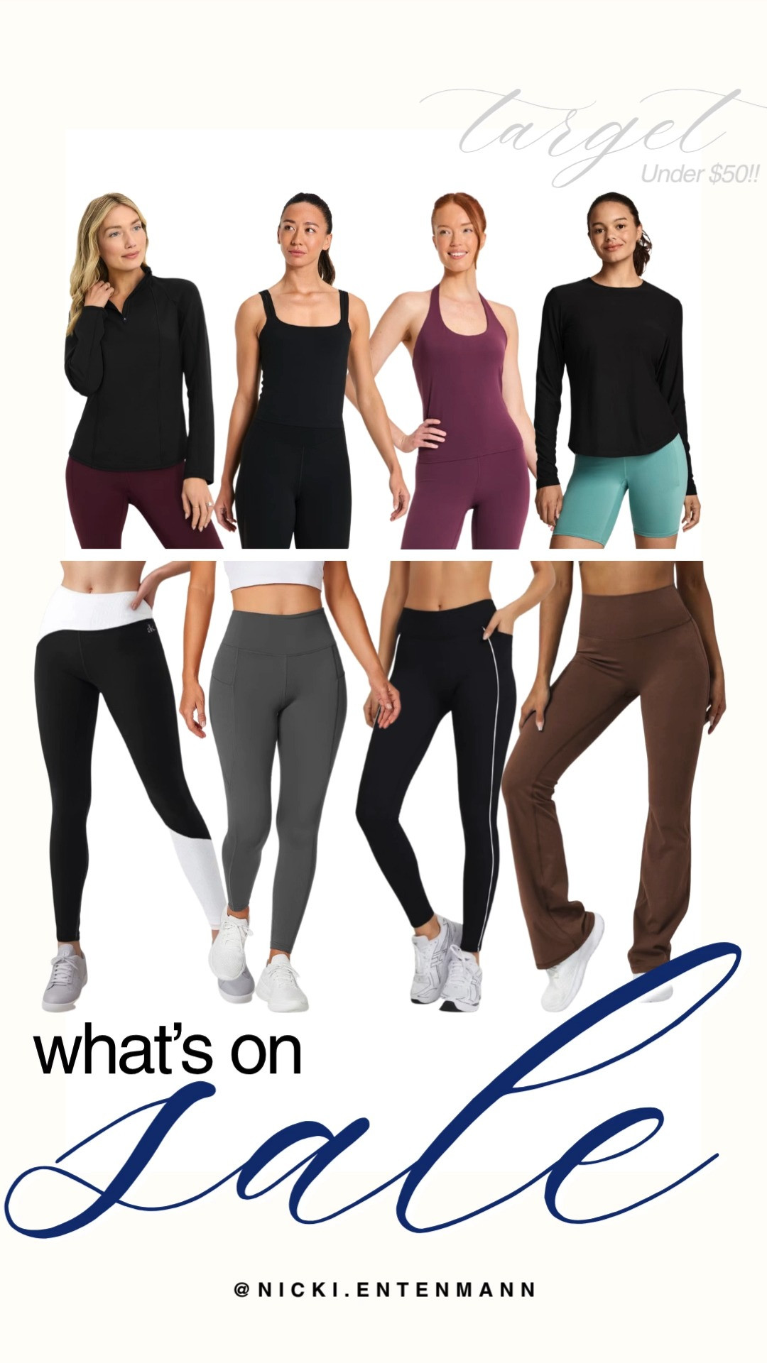 Refresh your activewear collection with budget friendly Target finds under $50! Highlights include high-waisted flare leggings, sleek two-tone tights, performance quarter-zips, and versatile workout tanks. Rich autumn tones like chocolate brown, deep plum burgundy, and slate grey deliver an effortless preppy-casual vibe for less.

#target #targetstyle #targetfinds #whatsonsale #activewear #athleisure #preppycasual 

 #LTKfitnessgoals #LTKActive #LTKSaleAlert