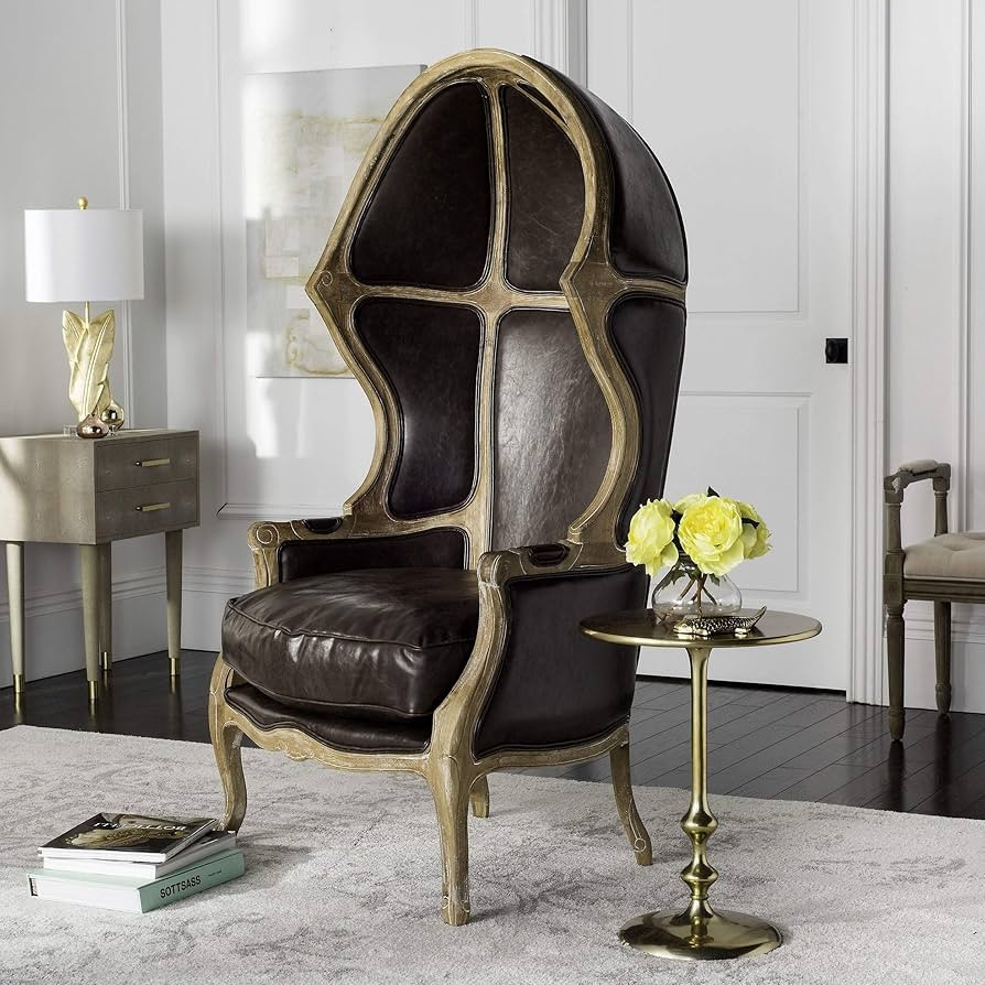 Safavieh Home Collection Sabine Victorian Brown Leather Balloon Chair | Amazon (US)
