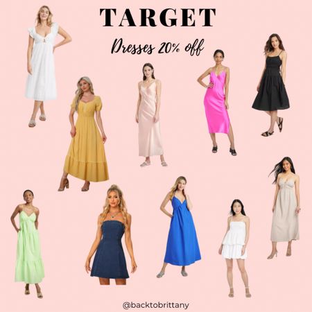 Target dresses on sale 20% off.

Summer dresses
Maxi dresses, midi dresses, satin dress, silk dress
Vacation dresses 

#LTKMidsize #LTKTravel #LTKParties