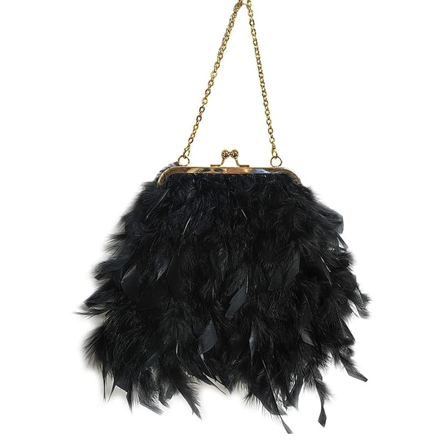 Feather Purse Prom Purses and Handbags with Detachable Chains Ostrich Crossbody Shoulder Bag and ... | Amazon (CA)