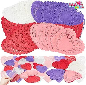 JOYIN 144 Pcs Valentines Day Heart Doilies Party Decorations with 4 Colors Heart Doilies Cutouts ... | Amazon (US)