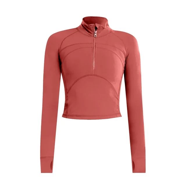 ZHENWEI Women's 1/2 Zip Up Lightweight Workout Athletic Crop Jacket Running Sports Outwear Slim F... | Walmart (US)