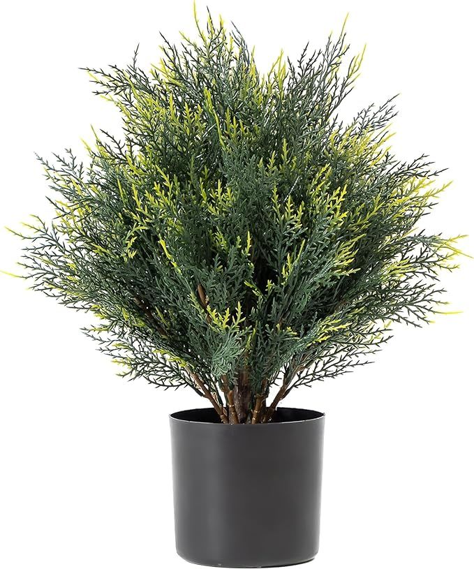 17‘ Artificial Cedar Outdoor Artificial Shrub Sunlight Resistant Leafy Potted Plant for Indoor ... | Amazon (US)
