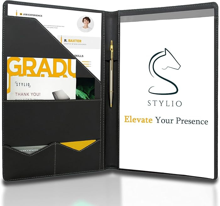 STYLIO Padfolio Portfolio Organizer Binder | Interview Resume Folder, Legal Document, Business Ca... | Amazon (US)
