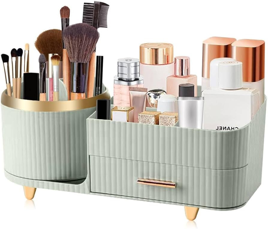 360° Rotating Makeup Organizer for Vanity with Drawers, Large Capacity Cosmetic Display Cases fo... | Amazon (US)