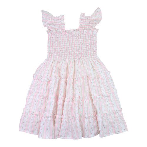 Pink Rosebud Stripe Smocked Dress - Shipping Late May | Cecil and Lou