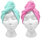 Turbie Twist XL Hair Towels (2 Pack) Extra Large Pink, Aqua | Amazon (US)